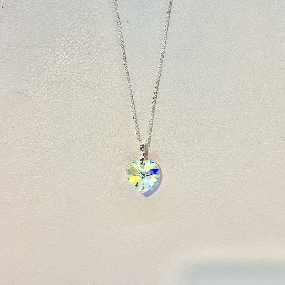 Swarovski Heart Aurore Boreale Crystal Pendant Necklace - Picture 2 of 3